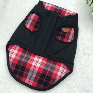 Canada Pooch thermal tech fleece red black plaid reversible dog best size 15